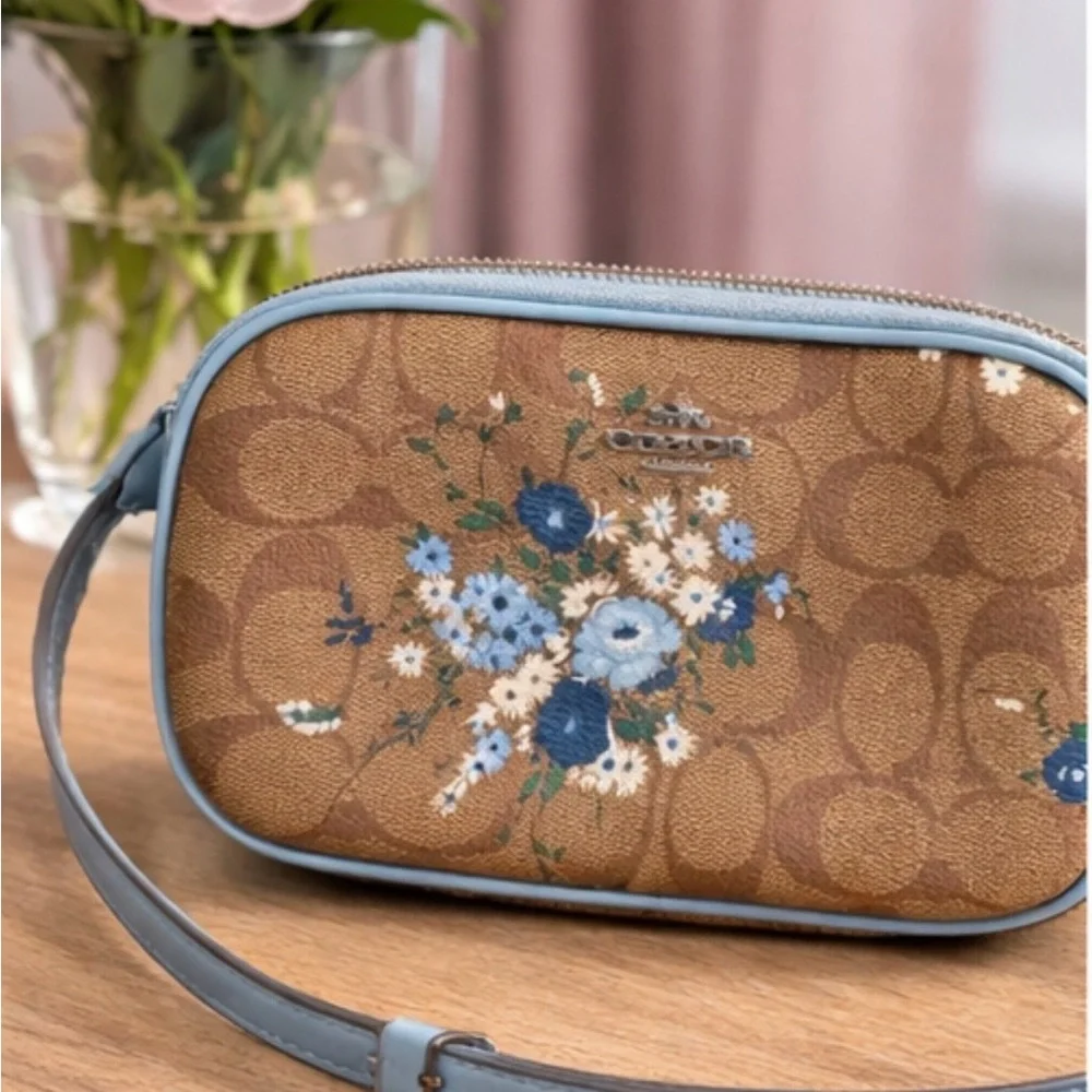Coach Brown and Blue Floral Crossbody Bag - Picture 2 of 7